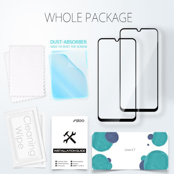SLEO 2x skärmskydd för -Samsung Galaxy A30- Skärmfilm i härdat glas - Reptålig full täckning