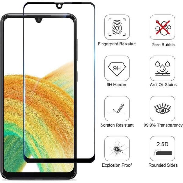 Verres Trempés - Samsung - Galaxy A33 5G - Pack av 2 - Skärmskydd - Repfritt Transparent