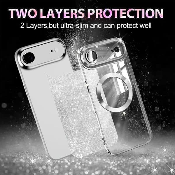 Skyddsskal - BOOLING - för iPhone Air - Mjuk silikon med magnetring - Silver Silver