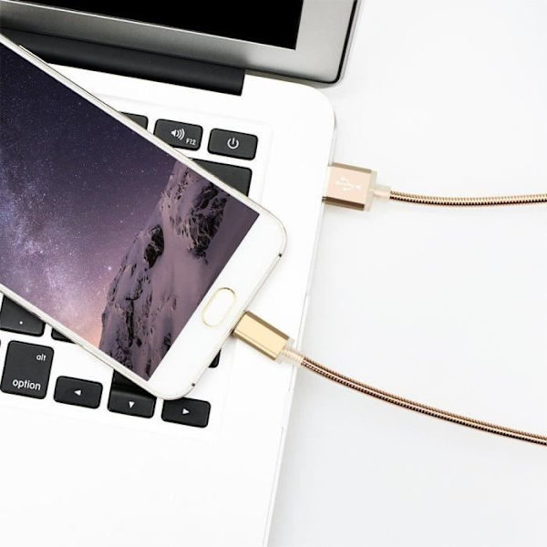 Mobiltelefonkabel - Guldmetall - Paket med 2 - 1M - Kompatibel med Android - Micro USB - Snabbladdning