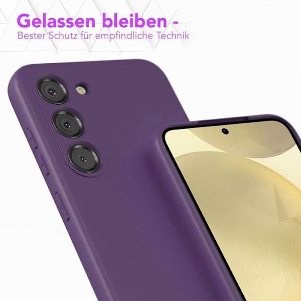 Silikonfodral för Samsung Galaxy S24 Plus (S24+) Matt Mörklila Slim Stötsäkert + 2 härdade glasögon