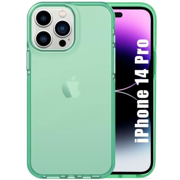 Fodral till iPhone 14 Pro Stötsäker, halvtransparent mjuk TPU-grön Grön