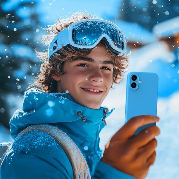 Sky Blue Slim Shockproof Silicone Case - BOOLING - for iPhone 17 - 2 Tempered Glasses Blå