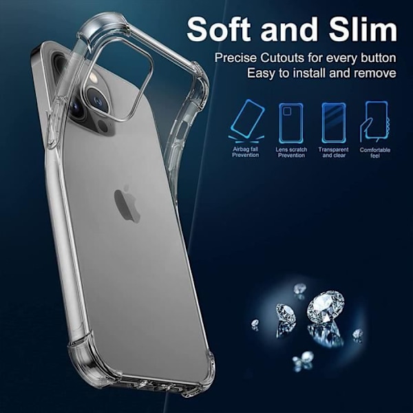 Skyddsskal - MÄRKE - iPhone 16 Pro Max - Silikon TPU - Förstärkt skydd - Transparent Transparent