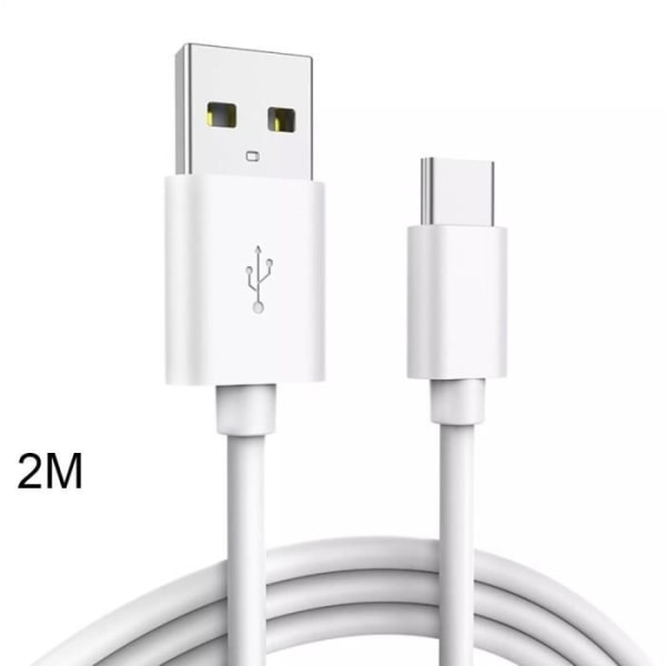USB-C-kabel för Xiaomi 11, 11i, 11 Lite, 11T Pro, 12 Pro, Redmi Note 11-Note 11S - 2 meter kabel - vit