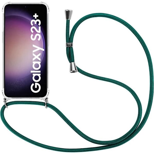 Fodral till Samsung Galaxy S23+ - S23 Plus Skydd Förstärkt Transparent Flexibel + Nattgrön sladd