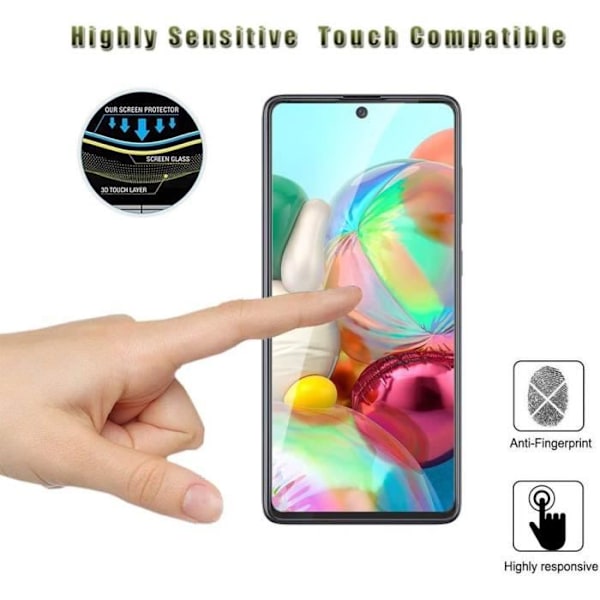 3 delar härdat glas för Samsung A71 skärmskydd [full täckning] [livstidsgaranti], [9H hårdhetsglasskydd] [utan
