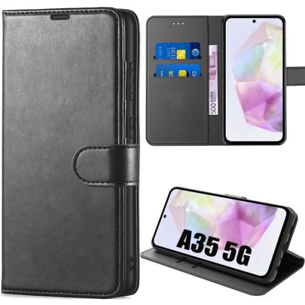 Skyddsfodral - BOOLING - Samsung Galaxy A35 5G - PU-läder - Stötskydd - Svart Svart