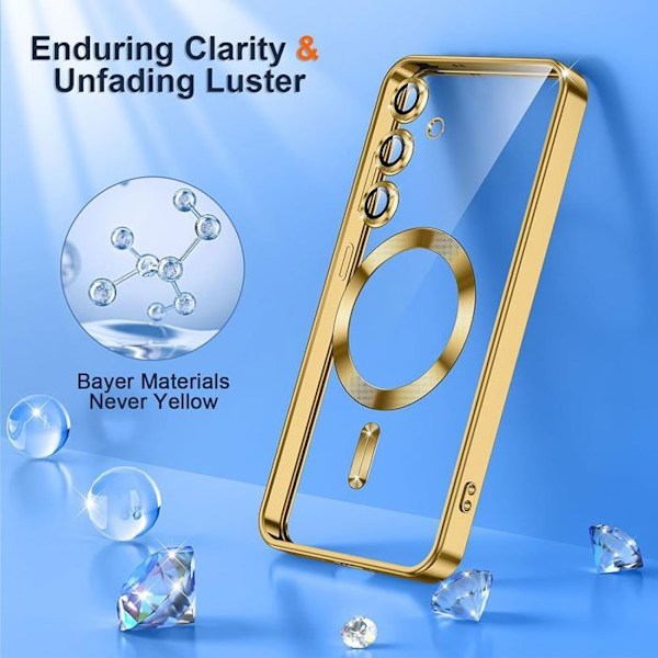 Coque för Samsung Galaxy S25 - med Magnetcirkel - Guld - BOOLING® Transparent, guld