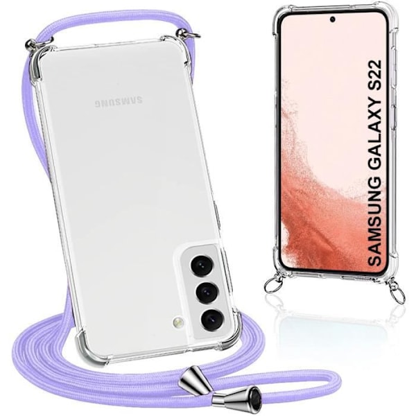 Skyddsskål - Samsung - S22 - Mjuk - Transparent - Lila halsrem Transparent-lila