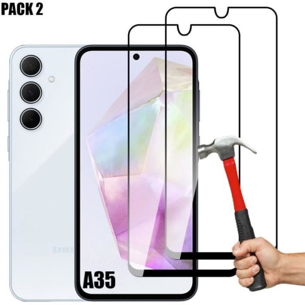 Skärmskydd - Samsung - Galaxy A35 5G - Härdat glas - Pack om 2 - Stötavvisande Svart