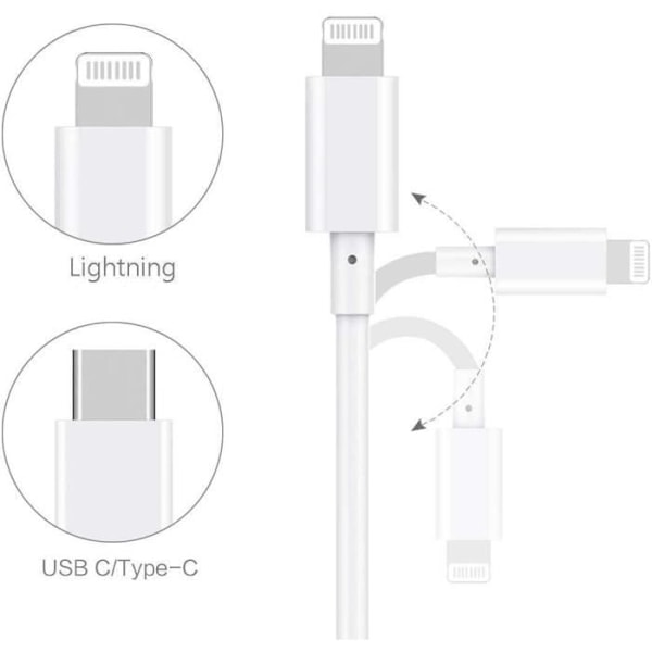 USB-laddningskabel för iPhone 14 Pro Max - E.F.ANSLUTNING - USB C till Lightning-kabel - 2 meter - Vit Vit