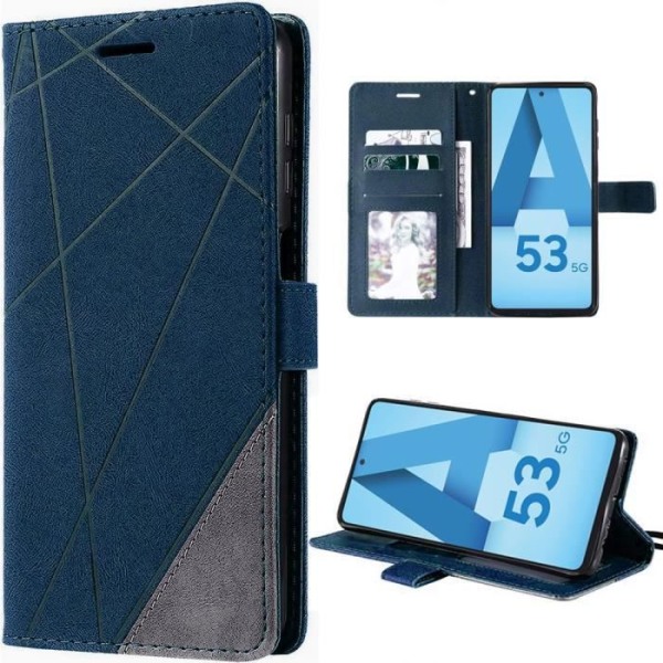 Fodral till Samsung Galaxy A53 5G Anti-Scratch Stötsäkert skyddande syntetiskt läder Marinblå