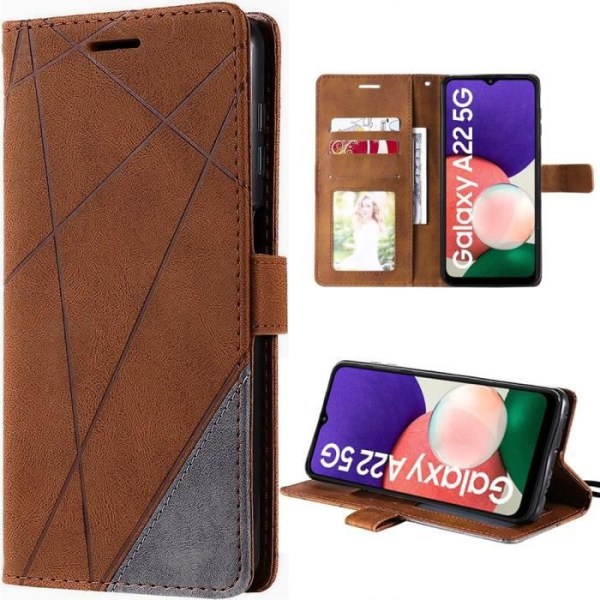 Etui til Samsung Galaxy A22 5G Brown Soft Flap kastanj