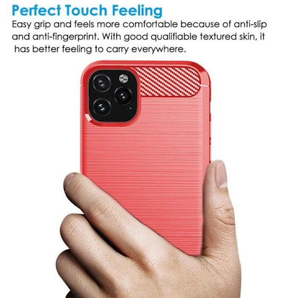 Fodral för iPhone 12 Pro Max (6,7 tum) Set med 2 härdade glasögon Carbonic Anti-Chock Protection Red Line Röd