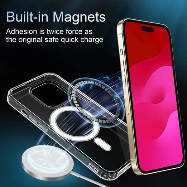 Skyddsfodral - BOOLING - för iPhone 15 Pro - TPU Transparent - Stötresistent - Magnetisk Transparent