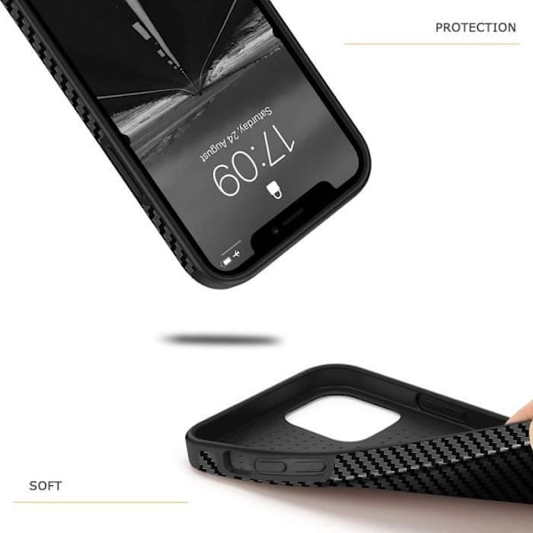 Fodral för iPhone 13 Pro (6,1'') svart kol + 2 skärmskydd i härdat glas