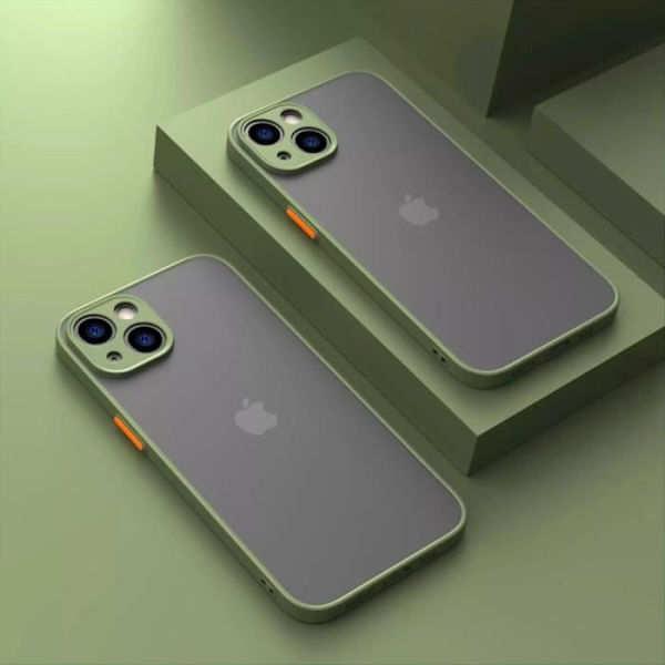 Skyddsfodral för iPhone 14 - BOOLING - Silikon + Matt PC - Khaki - Anti-chock Kaki