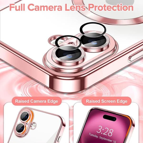Skyddshölje - BOOLING - iPhone 17 - Transparent - Magnetring - Stötsäker Rosa