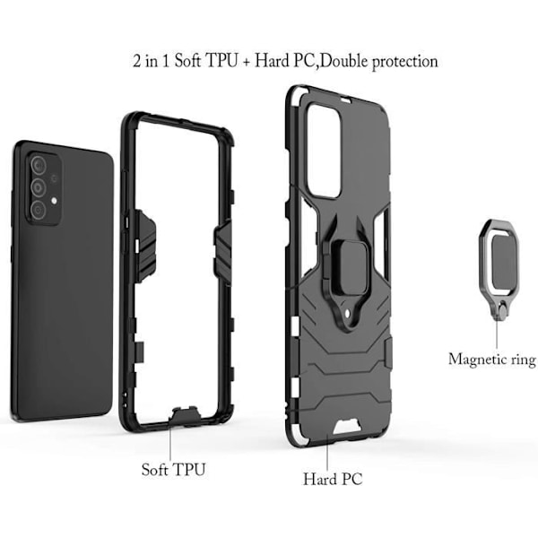 MMlife för Samsung Galaxy A52 5G / Galaxy A52s 5G-fodral och härdat glas [2 st] Dual Layer Anti-rep Hårt Slim Case, Svart