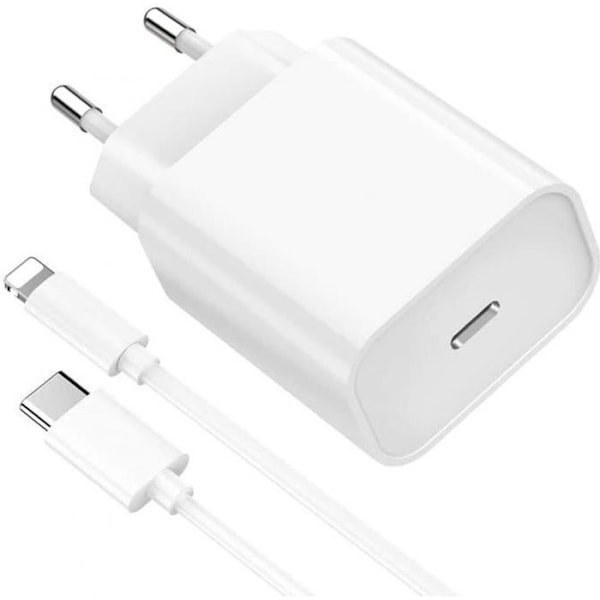 20W Snabb USB C Laddare + 2 Meter Kabel för iPhone - PROSHOP - Vit Vit