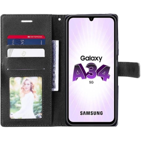 Etui til Samsung Galaxy A34 5G Beskyttelse Anti-ridse PU læder Sort