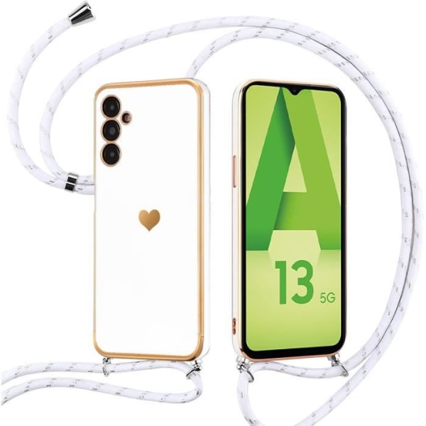 Crossbody-fodral för Samsung Galaxy A04s / Galaxy A13 5G Soft Heart Pattern Silikonvit Vit