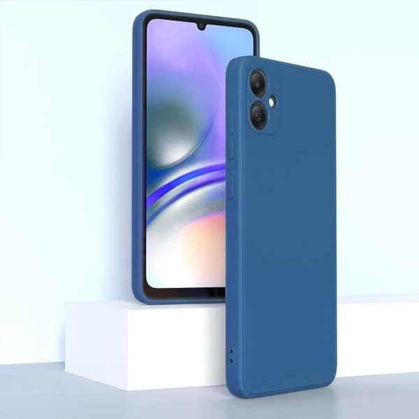 Coque + Härdat Glas - Samsung - Galaxy A05 - Silikonvätska - Mörkblå - Matt Effekt marinblå