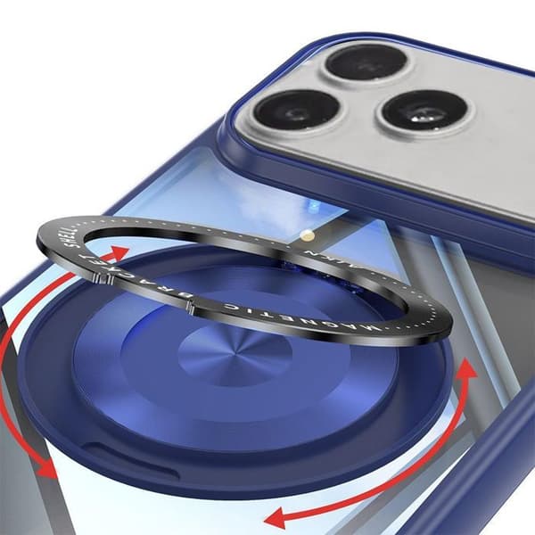 Skal - BOOLING - för iPhone 17 Pro - Hybrid Magnetring - Blå - 2 Härdat Glas Blå