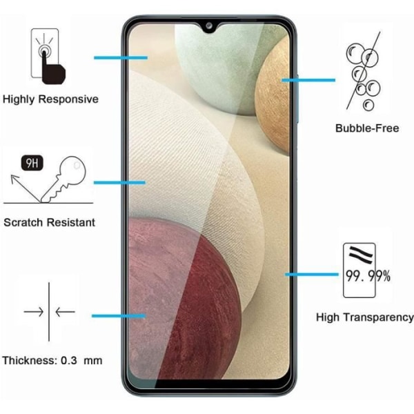 Hærdet glas til Samsung A12 (6,5") Anti-trace skærm Pakke med 4 vinduesfilm Transparent