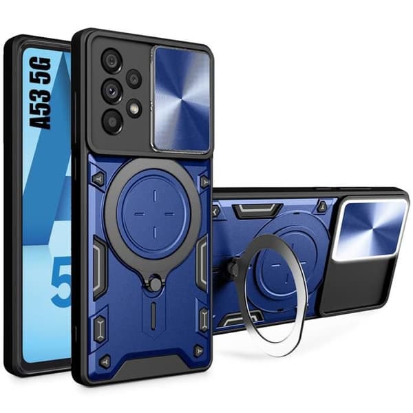 Coque - BOOLING - för Samsung Galaxy A53 5G - Mörkblå - Stöttålig skydd - Ringfäste marinblå