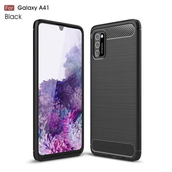 Samsung Galaxy A41 fodral, kolfiberfjädrande TPU skyddsfodral för svart