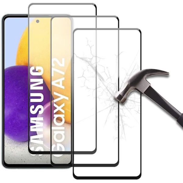 För Samsung Galaxy A72/A72 5G 6,7", 3-pack svart skärmskydd i härdat glas [Lätt att installera] [Bubblafri] [9H hårdhet]