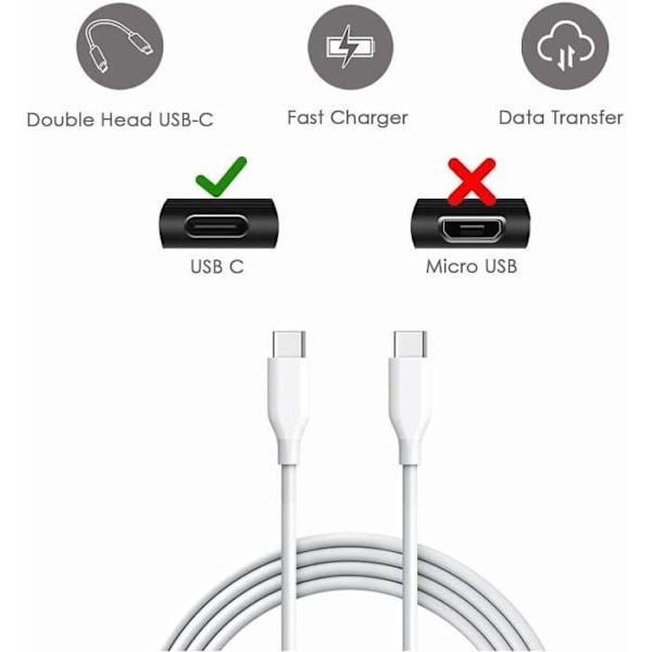 USB-C-kabel - Google - Pixel 8 - 1 meter - Laddning och datatransfer - Vit