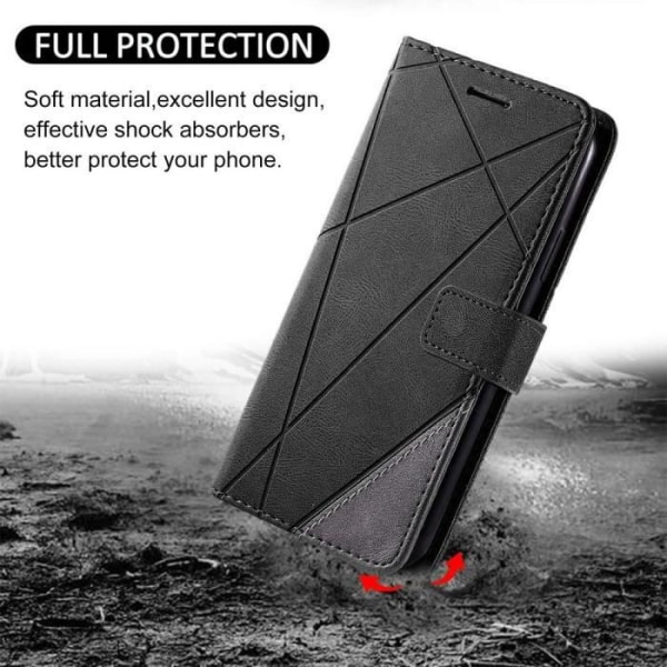 Fodral till Samsung Galaxy A22 5G 360 Protection Leather Effect Flip Fodral Svart