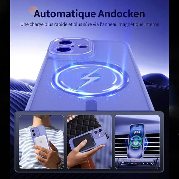 Skyddshölje - BOOLING - för iPhone 17 - Stötresistent - Blå Silikon - Trådlös Laddare Blå
