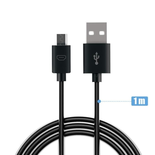 1M Micro Usb Kabel til Android - Sort