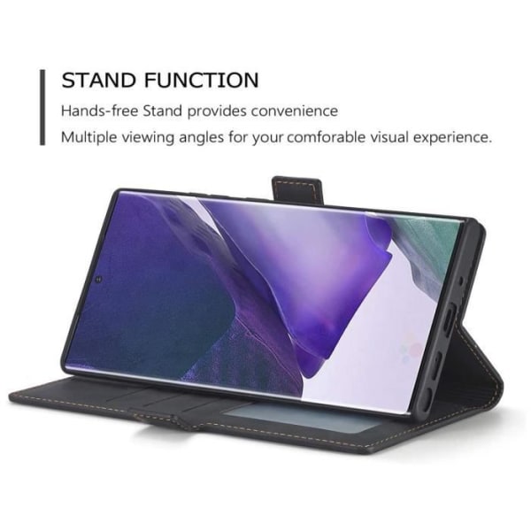 Coque - Samsung - Galaxy Note 20 - PU-läder - 360° skydd - Multifunktionell Svart