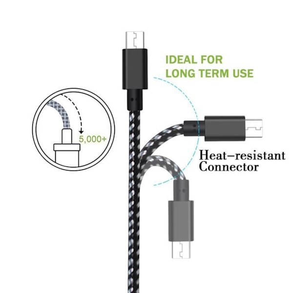 Mikro Laddare USB Kabel Snabbladdare i Nylonfläta för Samsung Galaxy S7 NMKVS1325