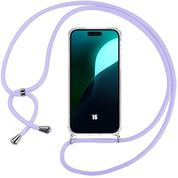 Coque - BOOLING - iPhone 16 - Stöttålig - Transparent - Lila Snöre Transparent