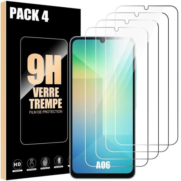 Paketer med 4 härdade glas - Booling - för Samsung Galaxy A06 - Skydd 9H - Stötsäker - Represistent Transparent