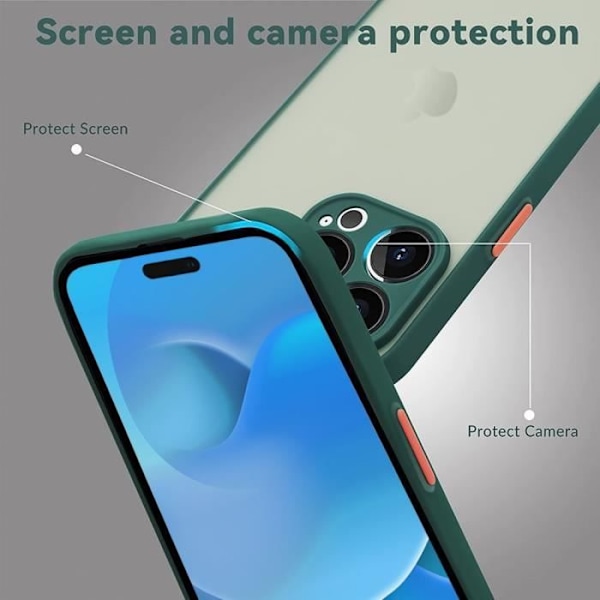 Fodral till iPhone 14 Pro Slim Silikon Matt Stötsäker Nattgrön + 2 härdade glasögon Nattgrönt