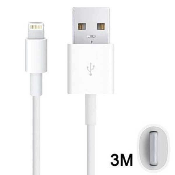 iPhone USB Sync-kablar och kabel kompatibel med iOS 9.3 Kabellängd: 3m iPhone 7 Plus 6 5 5S 5C Vit