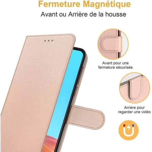 Coque - BOOLING - för Samsung A12 - Rosa - Kortförvaring - Skydd 360° Rosa