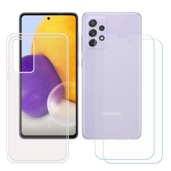 FZ etui til Samsung Galaxy A72 (6,7") + 2 x hærdet glas, HD beskyttelsesfilm - Gennemsigtig TPU silikone cover.