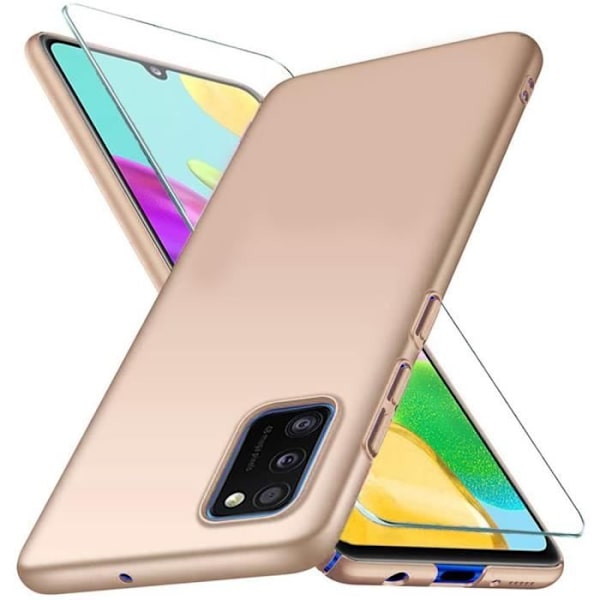 Skyddsfodral för Samsung Galaxy A41 - PROSHOP - Mjukt - Guld - Matt silikonfodral - Lätt - 2 Härdade glas gyllene