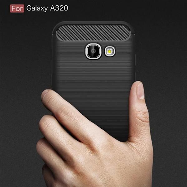 Fodral för Samsung Galaxy A7 2017 Fodral Skyddande kolfiber Ultralätt mjuk gummi TPU Premium Silikongrå