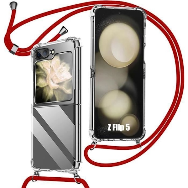 Skyddsfodral - BOOLING - Samsung Galaxy Z Flip 5 - Mjuk - Transparent - Röd Klart, rött