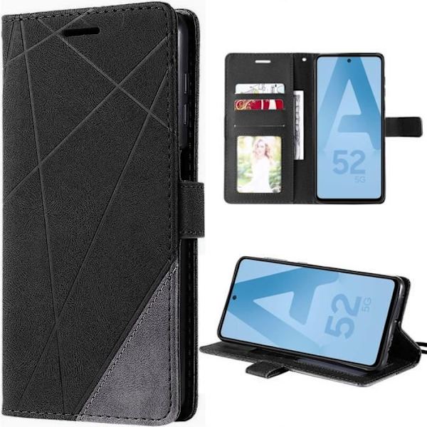 Samsung Galaxy A52 4G-5G A52s 5G mjukt stötsäkert PU-läderfodral - Svart