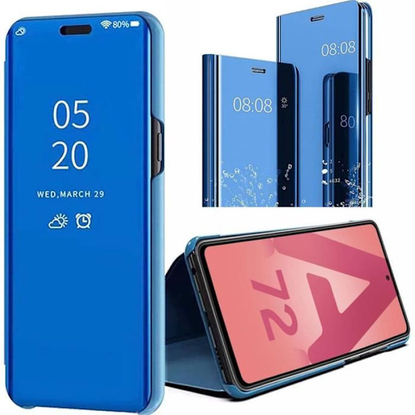 Skyddsfodral till Samsung Galaxy A72 - PROSHOP - Rigid Soft - Blå - Spegeleffekt Blå